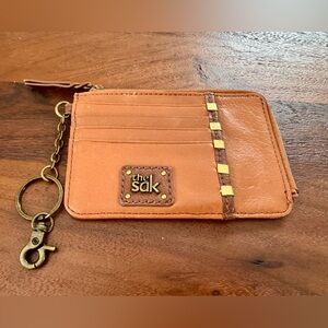 The Sak Iris Wallet Real Leather Brass Card Holder Keychain ID Holder Brown